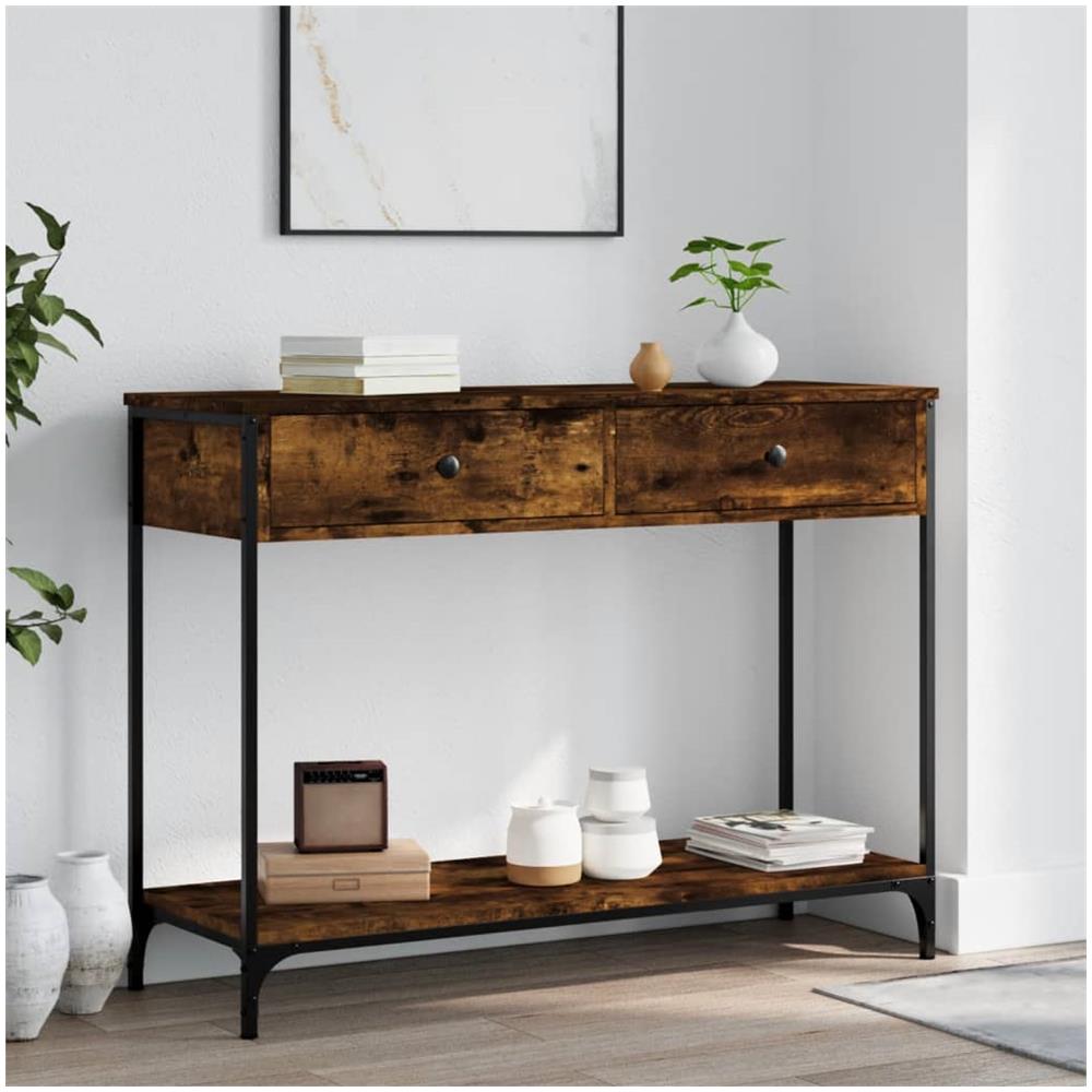 Tavolino Consolle Rovere Fumo 100x34,5x75cm Legno Multistrato - Foto 1
