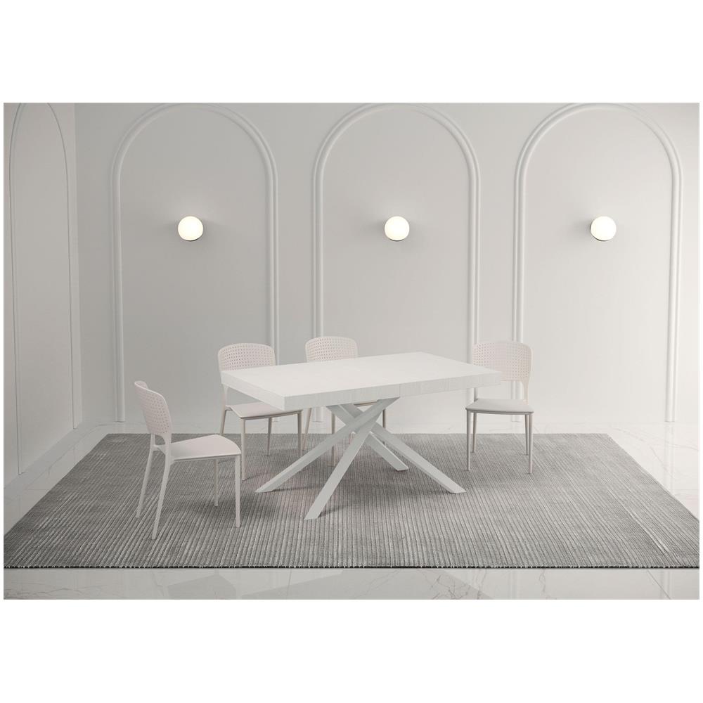 Tavolo allungabile 90x140/400 cm Karida bianco frassino gambe bianche - Foto 2