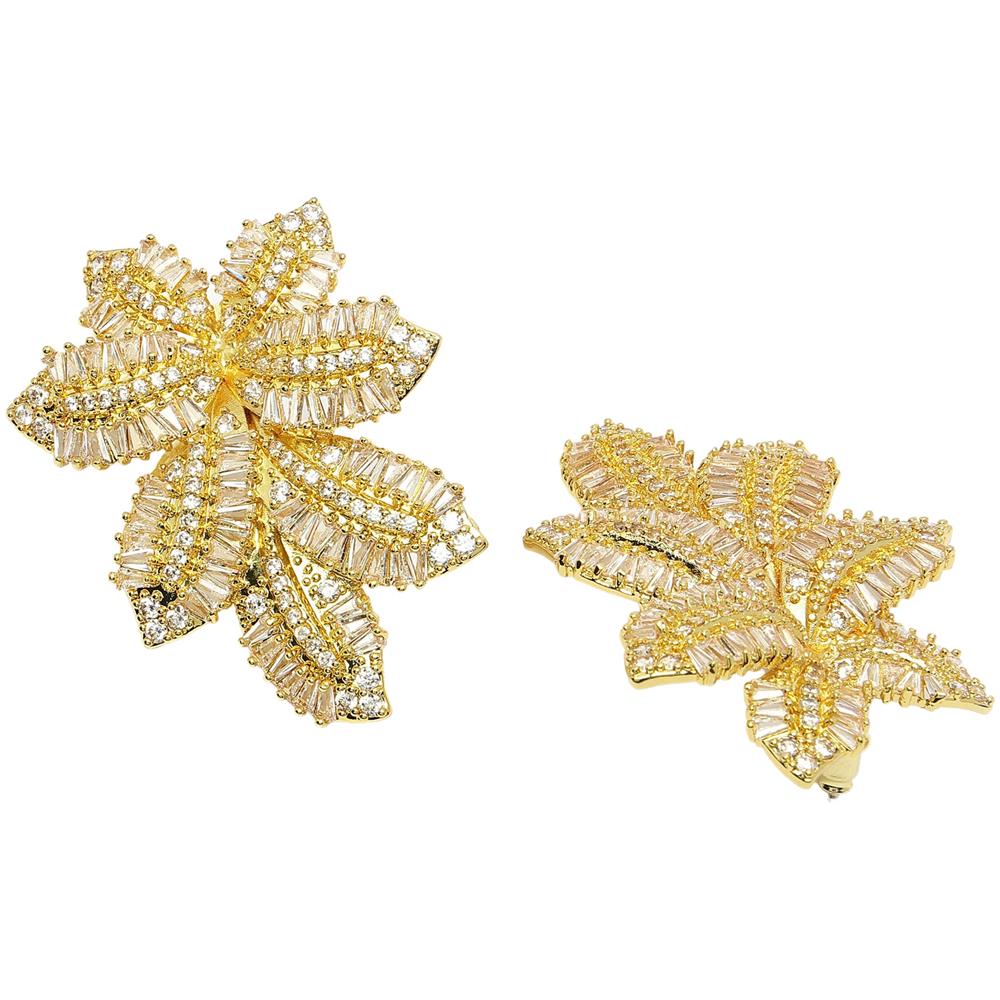 Collezione Diva Borchie a Foglia Finitura Gialla in Zirconia Cubica - Foto 2