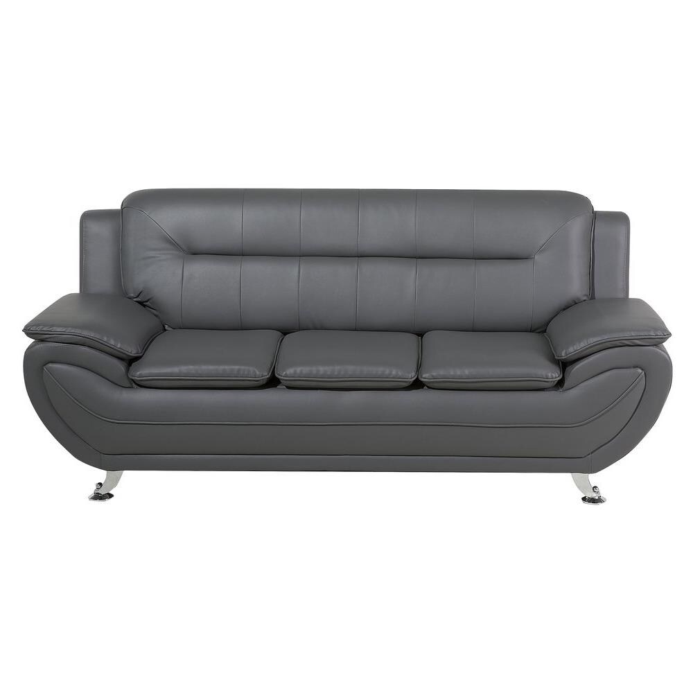 Divano 3 Posti In Pelle Sintetica Grigia Leira - Foto 1