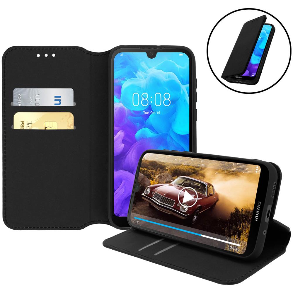 Custodia Huawei Y5 2019 Portacarte Funzione Supporto Nero - Foto 5