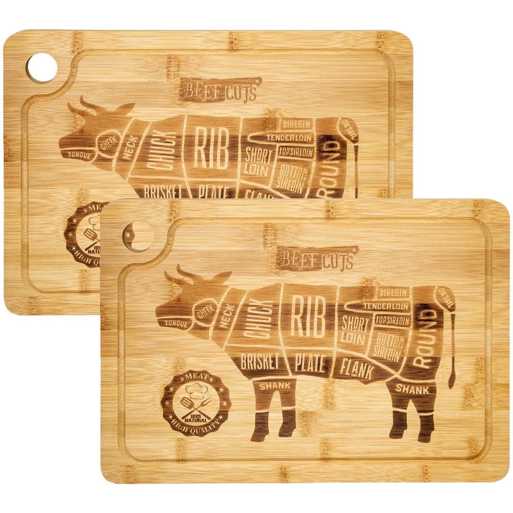 2x Taglieri 33x23cm Con Scanalatura Per Succo 20mm Di Spessore Bambù - Foto 1