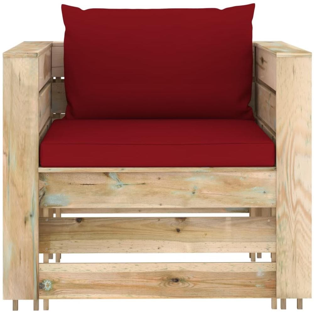 Set Divani da Giardino con Cuscini 2 pz Legno Impregnato Verde - Foto 3