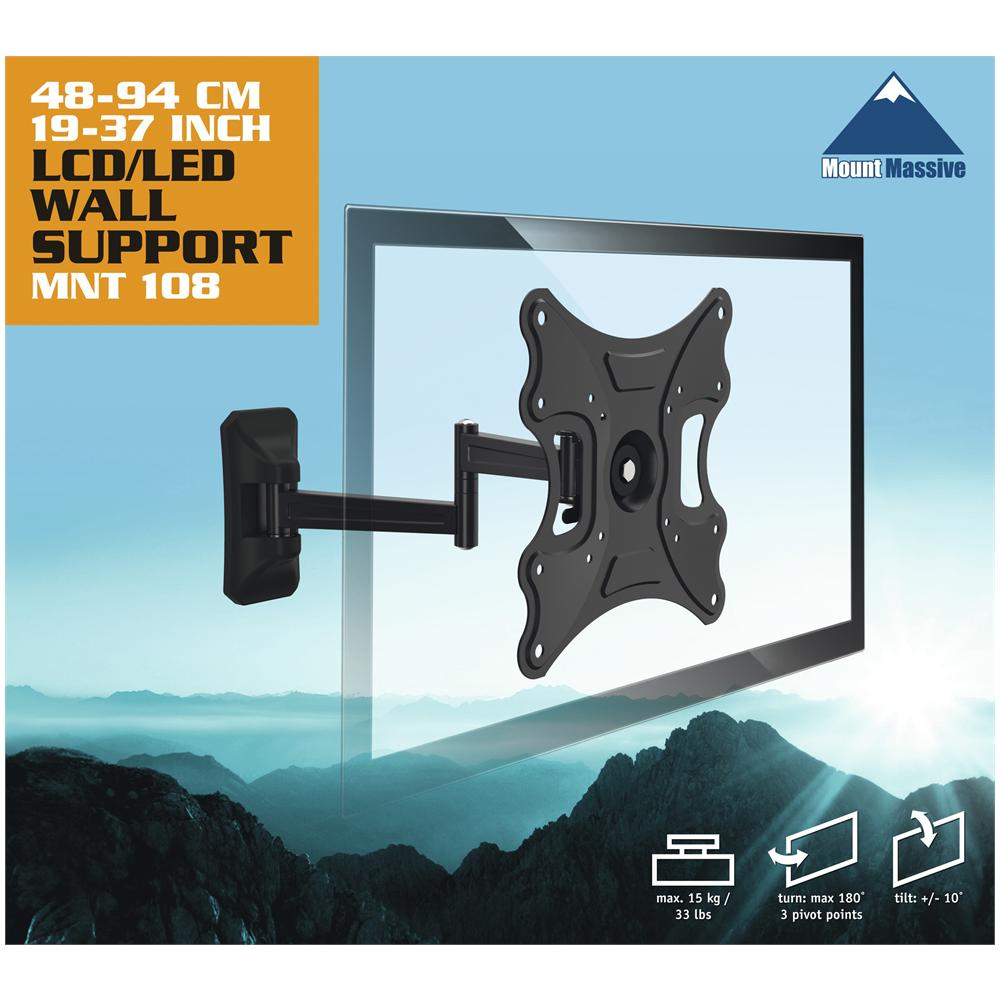 MNT 108 FULL TURN WALL MOUNT 19-37 INCH 37" Nero supporto da parete per tv a schermo piatto - Foto 1