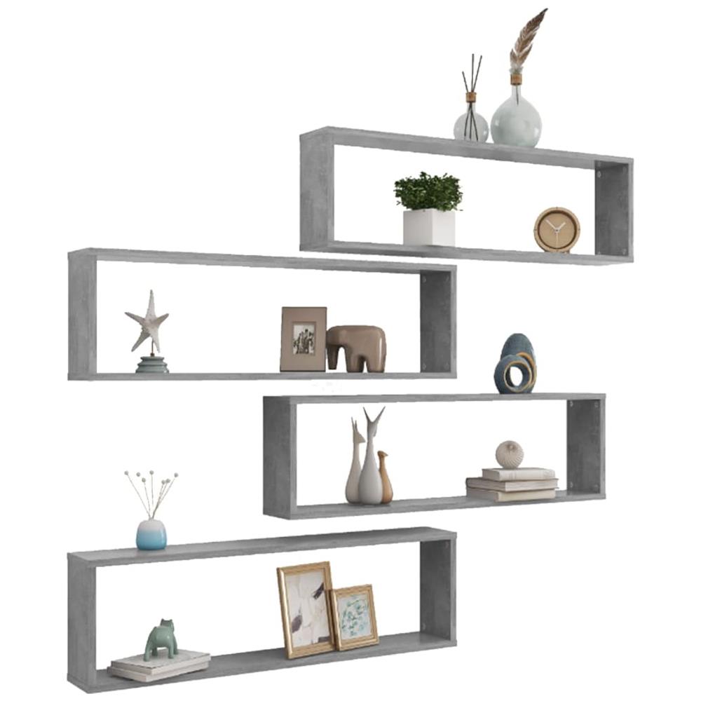 Mensole Parete Cubo 4pz Grigio Cemento 100x15x30 cm Multistrato - Foto 3