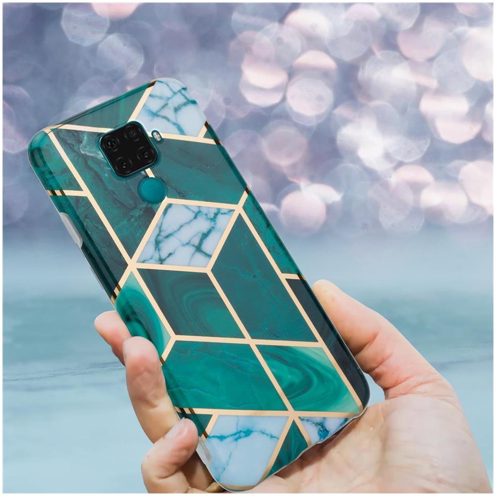 Custodia Compatibile Con Huawei Mate 30 Lite In Marmo Oro Bianco Verde Scuro No. 6 - Coperchio Protettivo In Silicone Tpu Con Motivo A Mosaico - Foto 8