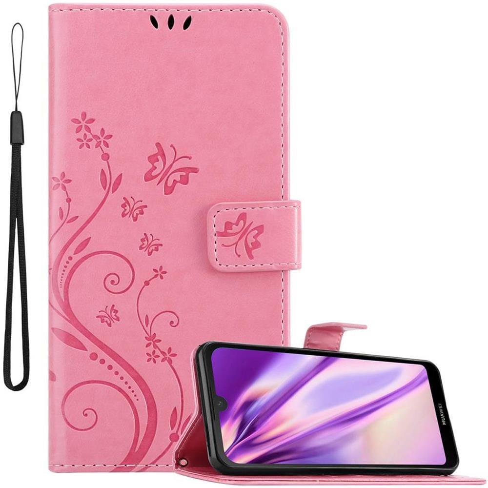 Custodia Compatibile Con Huawei Y6 Pro 2019 In Rosa Fiore - Coperchio Protettivo In Design Floreale Con Chiusura Magnetica, Funzione Stand E Slot Per Carte - Foto 1