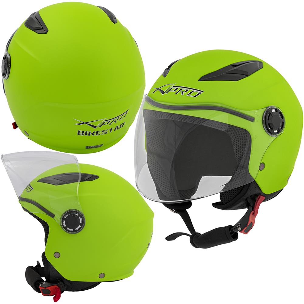 Casco Scooter Moto Bambino Ragazzo Protettivo Certificato Ece2205 Verde Opaco L - Foto 1
