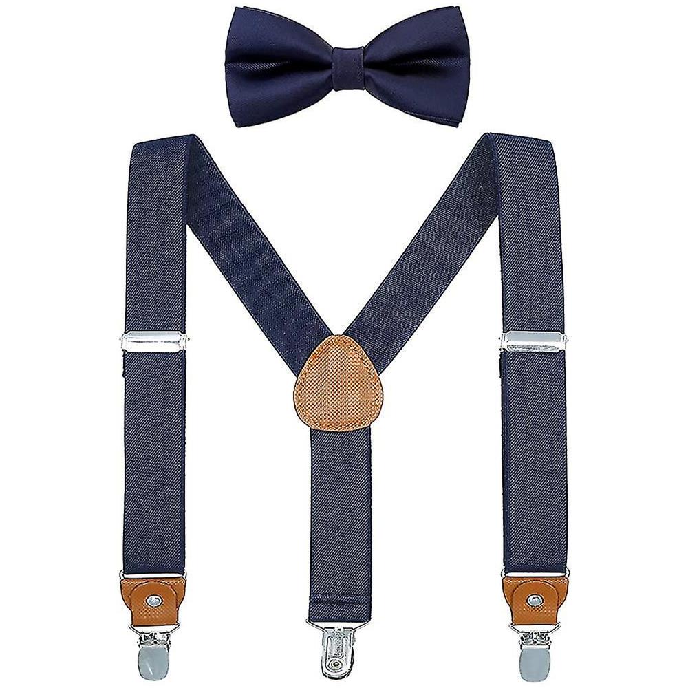 Set papillon e bretelle bambino Blu Navy
