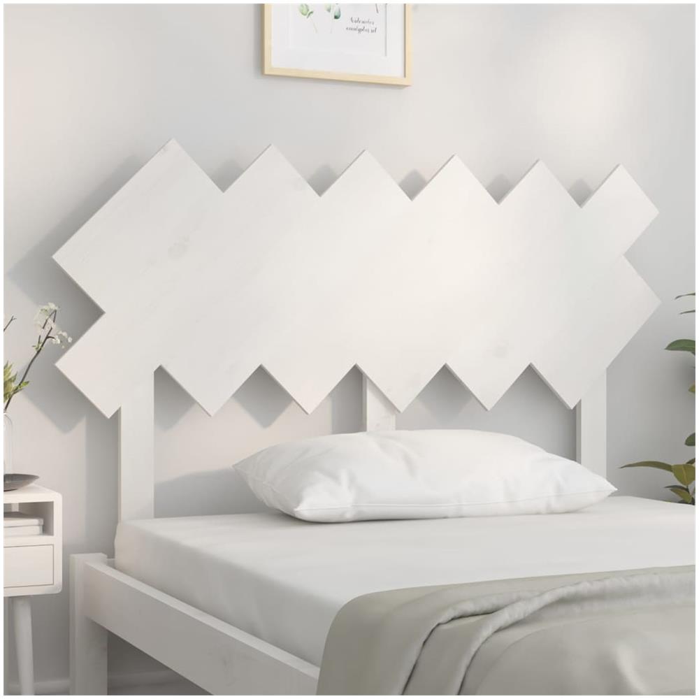 Testiera Per Letto Bianca 122,5x3x80,5cm Legno Massello Di Pino - Foto 3