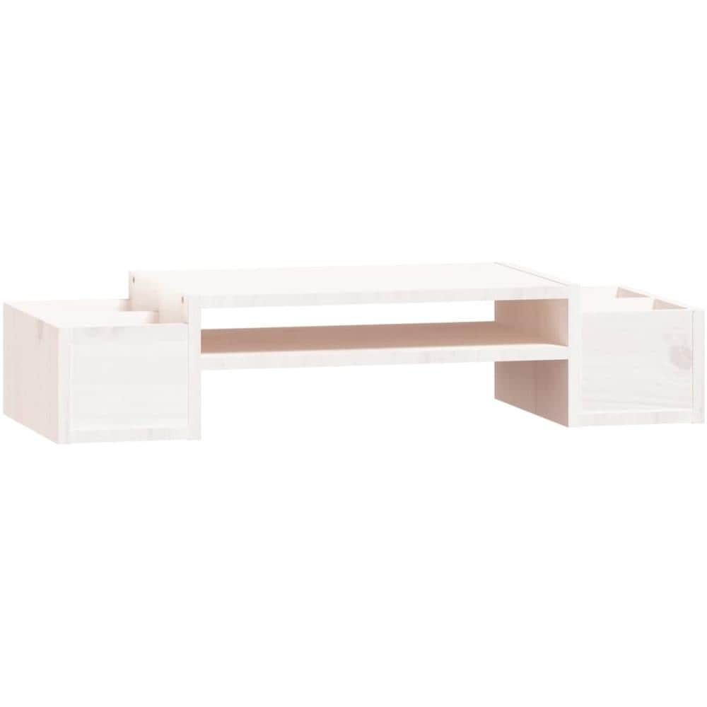 Supporto Per Monitor Bianco 70x27,5x15cm Legno Massello Di Pino - Foto 2
