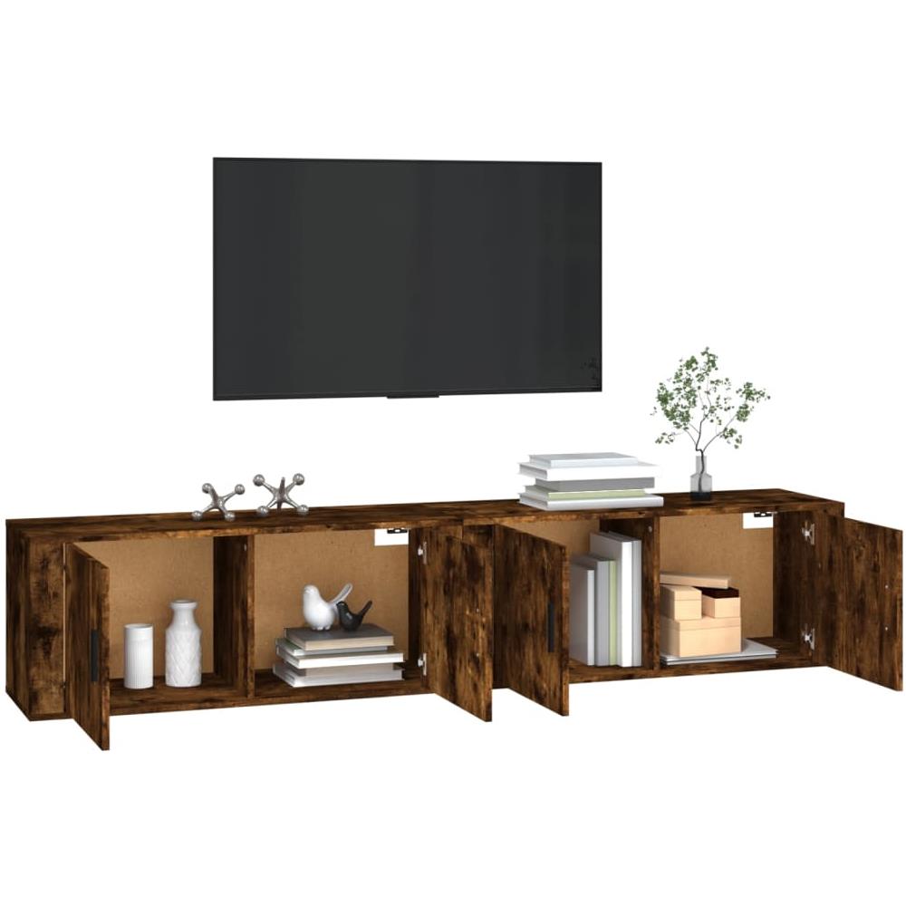 Mobili Porta Tv A Parete 2 Pz Rovere Fumo 100x34,5x40 Cm - Foto 3