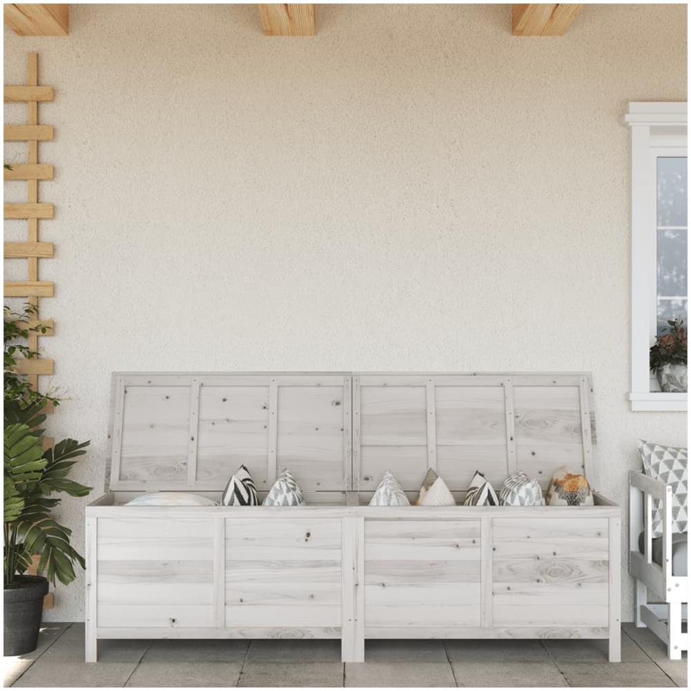 Contenitore Da Giardino Bianco 198,5x50x56,5 Cm Massello Abete - Foto 1