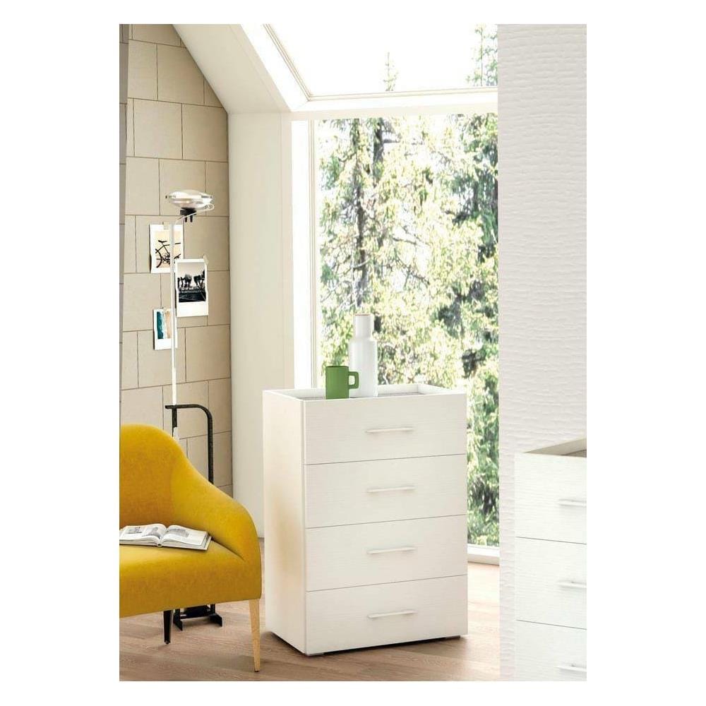 Cassettiera 4 Cassetti WLIVE - Legno E Metallo, Bianco, Per Camera Da Letto O Soggiorno, Facile Montaggio - Foto 8