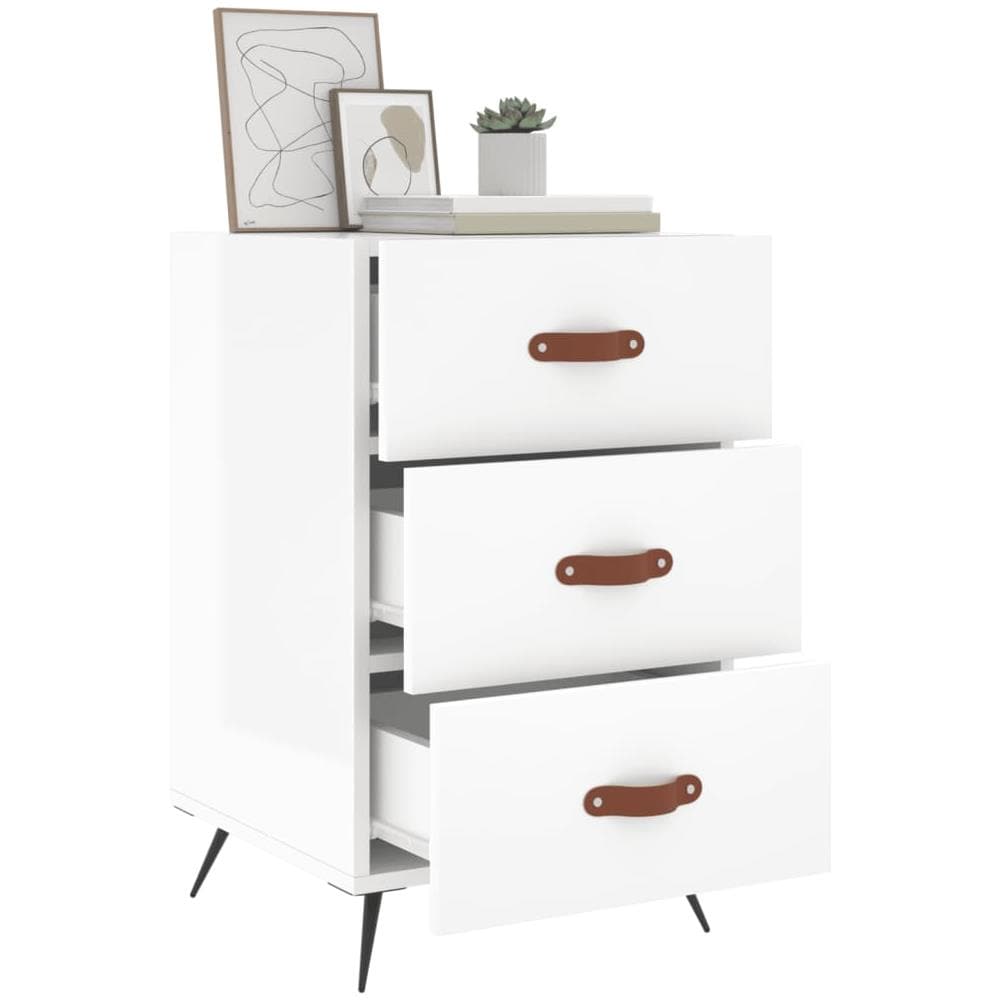 Comodino Bianco Lucido 40x40x66 Cm In Legno Multistrato - Foto 3