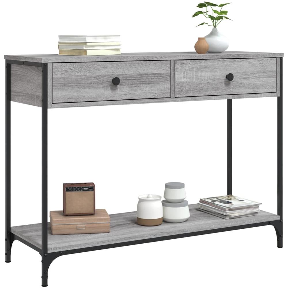 Tavolino Consolle Grigio Sonoma 100x34,5x75cm Legno Multistrato - Foto 3