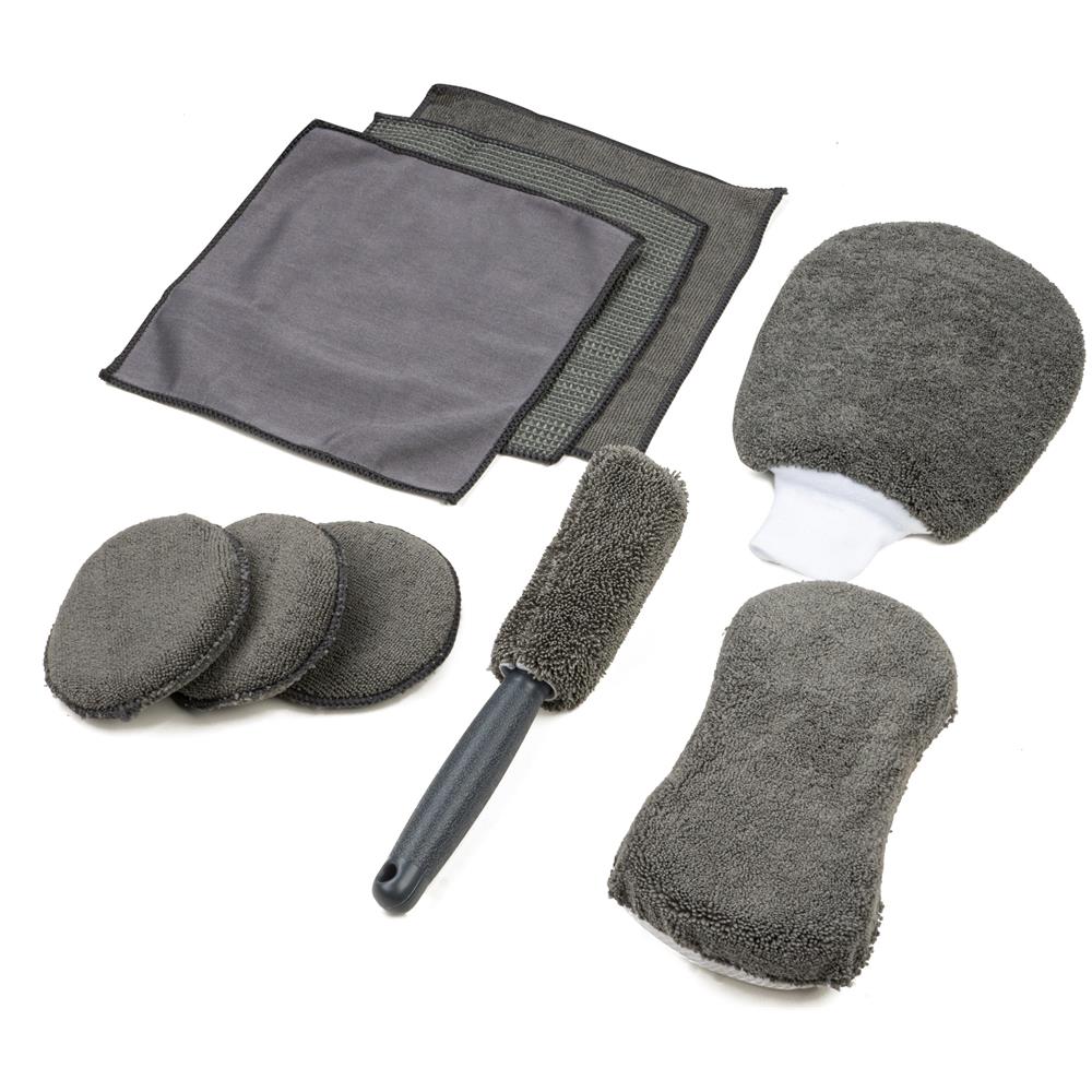 Set Per La Cura Dell'auto, 9 Pezzi Incl. Panni In Microfibra, Cuscinetti In Microfibra, Spugna, Spazzola E Guanto - Foto 1