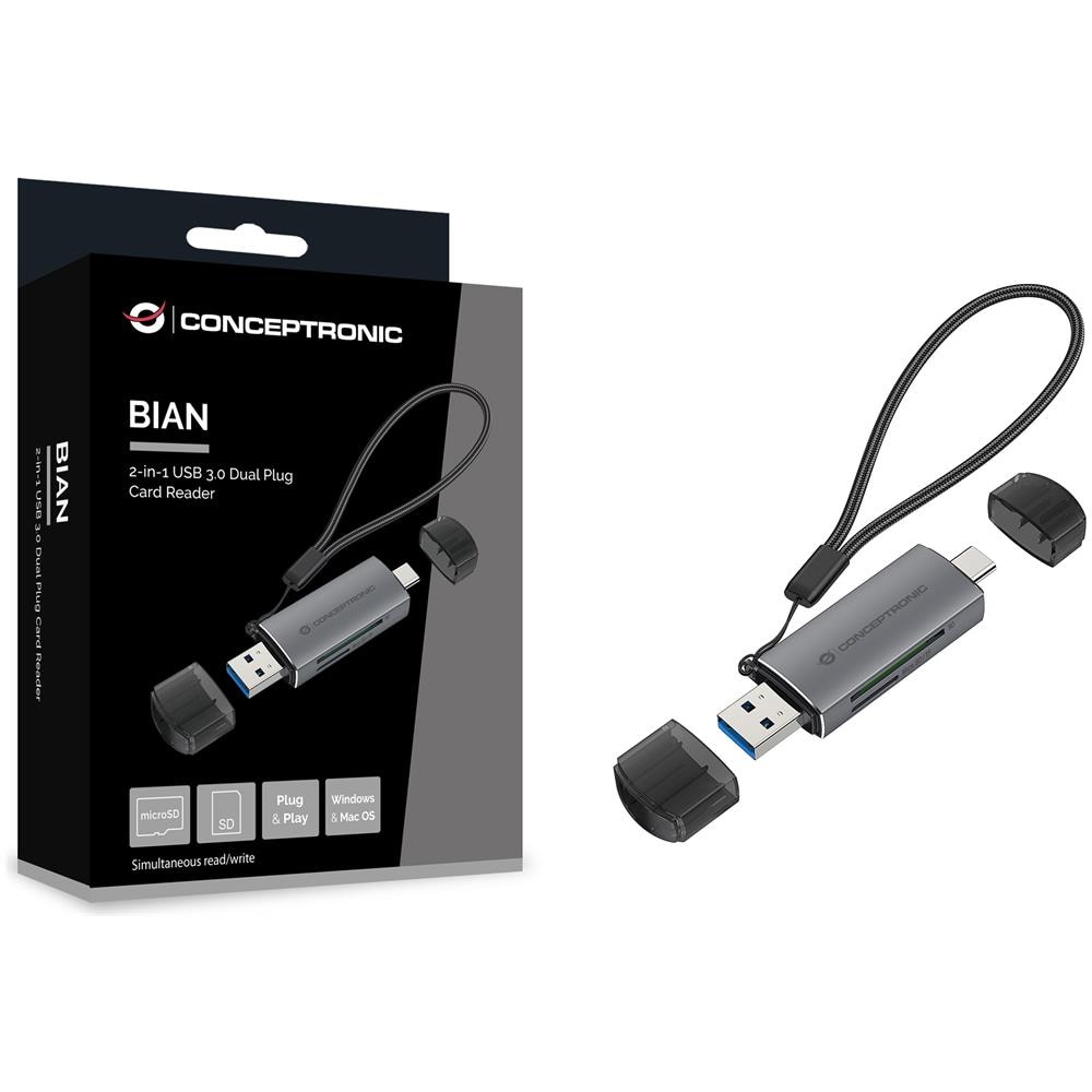 BIAN05G lettore di schede USB 3.2 Gen 1 (3.1 Gen 1) Type-A /Type-C Grigio - Foto 2