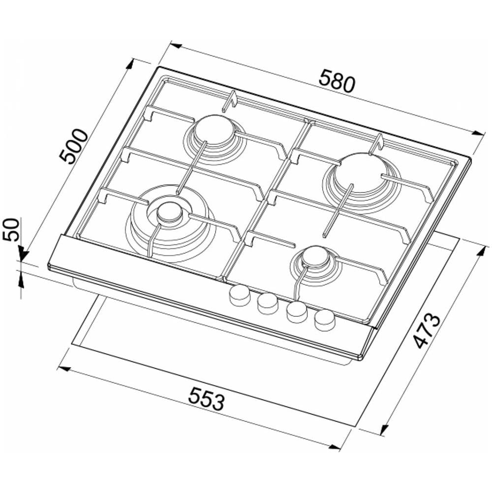 Piano Cottura PGSS60268WB da Incasso a Gas 4 Zone Cottura da 58 cm Colore Bianco - Foto 2