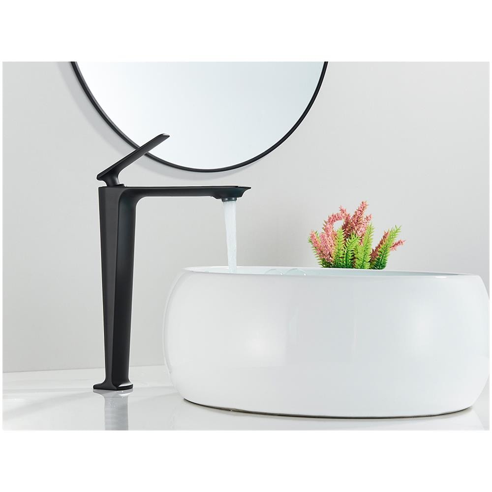 Rubinetto per lavabo da bagno, Blackswan, tipo M200, modello alto nero opaco, misura 28 cm - Foto 4