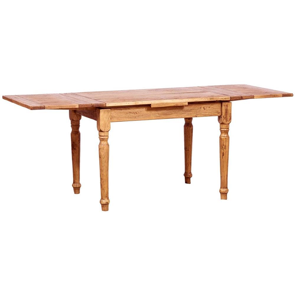 Tavolo Country Allungabile In Legno Massello Di Tiglio Finitura Naturale 120x80x80 Cm - Foto 2