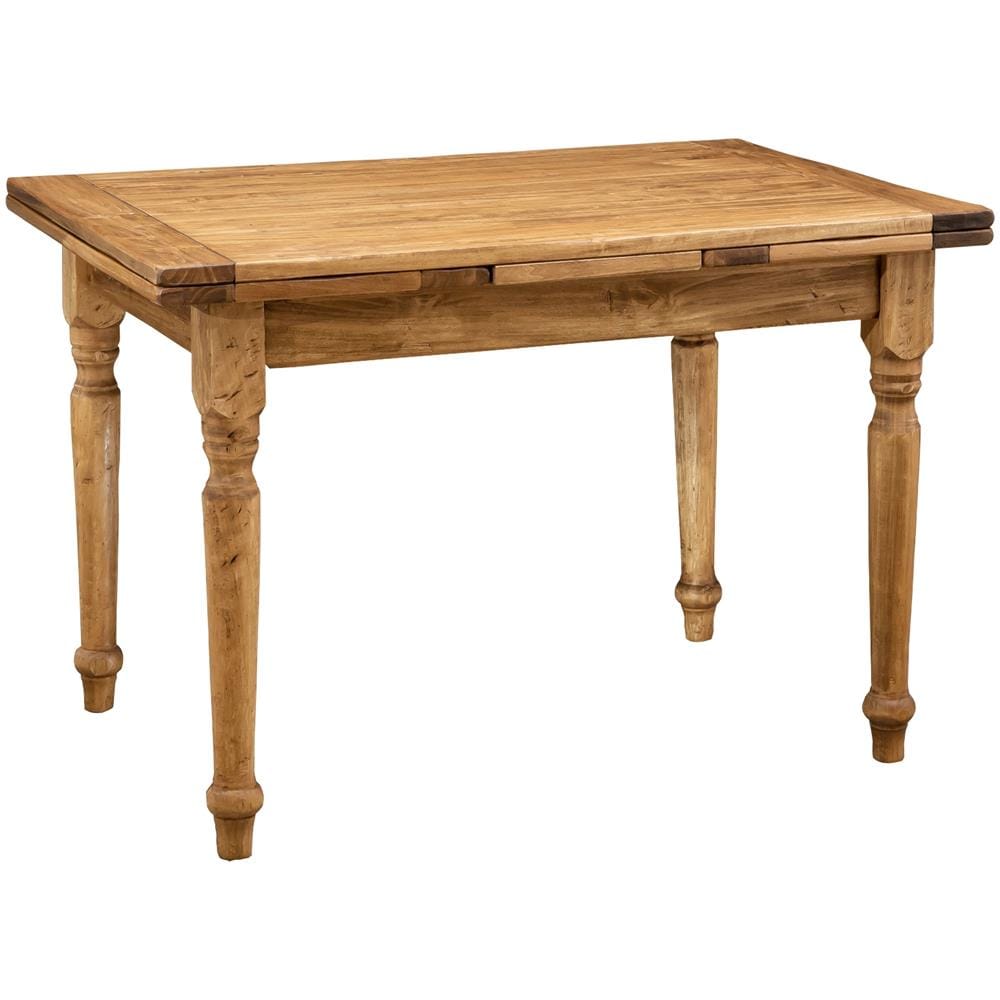 Tavolo Country Allungabile In Legno Massello Di Tiglio Finitura Naturale 120x80x80 Cm - Foto 4