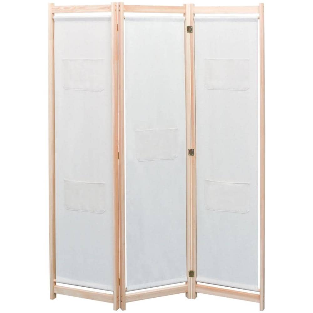 Paravento a 3 Pannelli Crema 120x170x4 cm in Tessuto - Foto 1