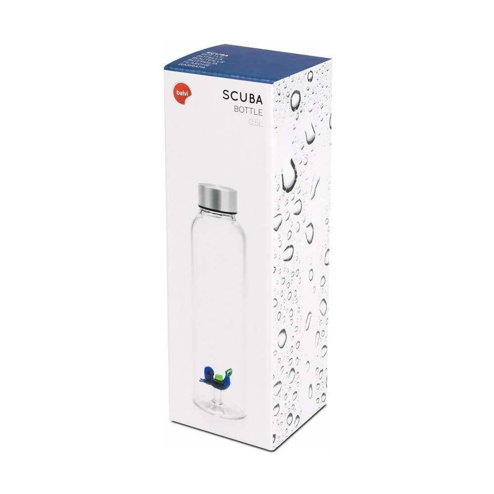 Bottiglia Scuba Acqua 0,5 Lt Tappo In Acciaio Inox Ideale Per Comodino E Ufficio Borosilicato 23 Cm - Foto 2