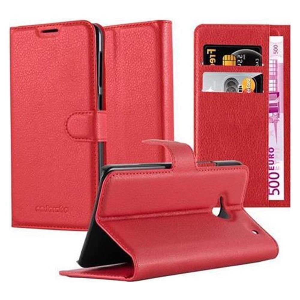 Custodia Compatibile Con Htc One M7 (1. Gen.) In Rosso Carminio - Coperchio Protettiva Con Chiusura Magnetica, Funzione Stand E Tasca Per Le Carte - Foto 1