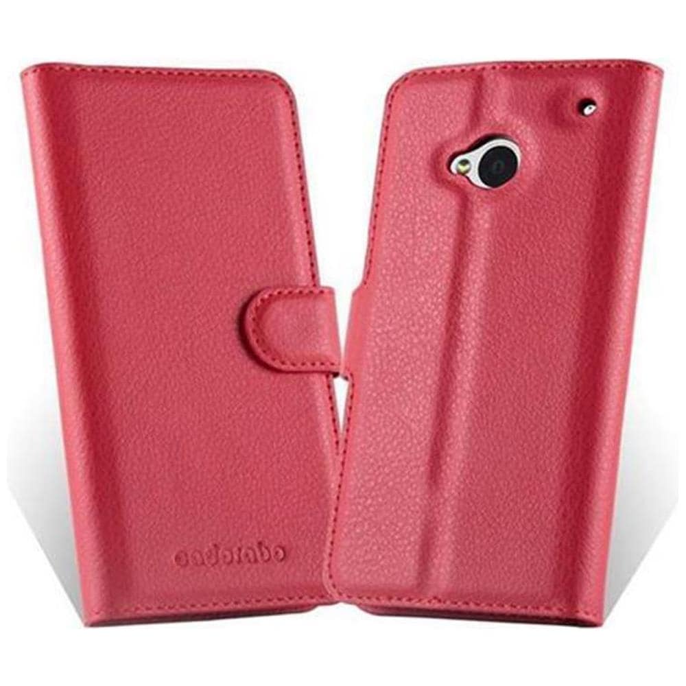 Custodia Compatibile Con Htc One M7 (1. Gen.) In Rosso Carminio - Coperchio Protettiva Con Chiusura Magnetica, Funzione Stand E Tasca Per Le Carte - Foto 2