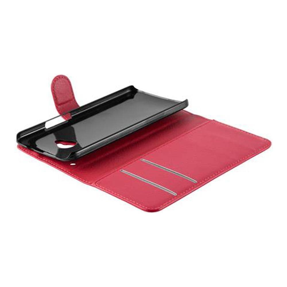 Custodia Compatibile Con Htc One M7 (1. Gen.) In Rosso Carminio - Coperchio Protettiva Con Chiusura Magnetica, Funzione Stand E Tasca Per Le Carte - Foto 8