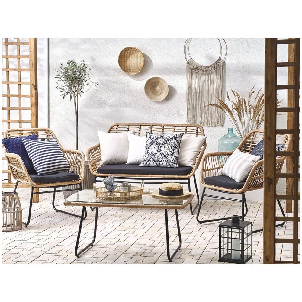 Set Di Mobili Da Giardino In Rattan Beige / Nero A 4 Posti Minori - Foto 2