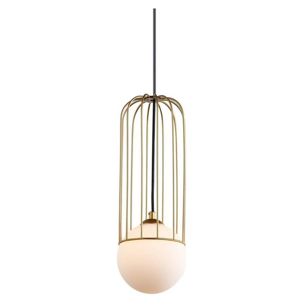 Pendente A Sospensione Moderno Dorato 1 Luce Con Oro, Paralume Bianco, G9 - Foto 1