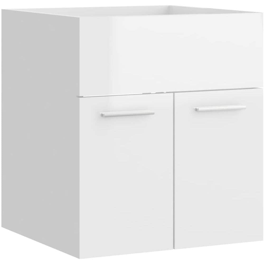 Set Mobili da Bagno Bianco Lucido in Truciolato - Foto 8