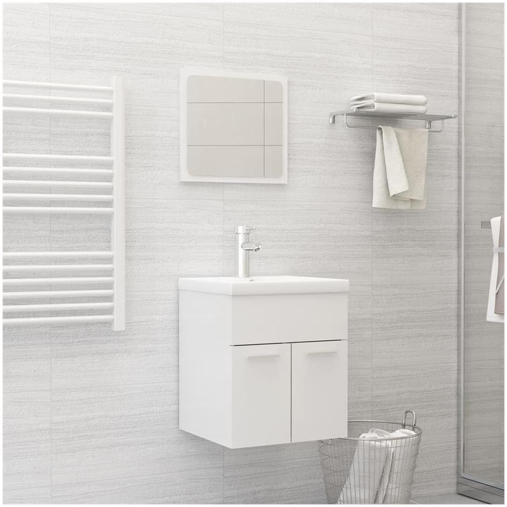 Set Mobili da Bagno Bianco Lucido in Truciolato - Foto 1