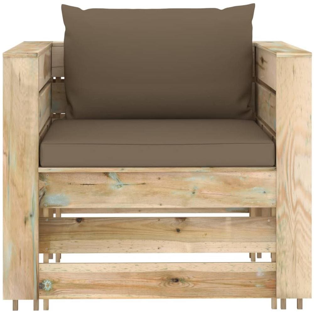 Set Divani da Giardino con Cuscini 2 pz Legno Impregnato Verde - Foto 3