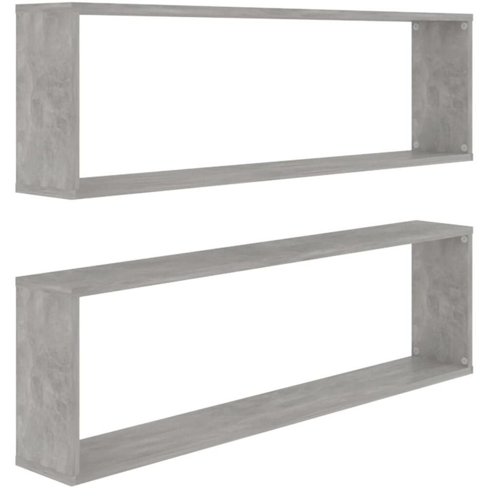 Mensole Parete Cubo 2pz Grigio Cemento 100x15x30 cm Multistrato - Foto 2