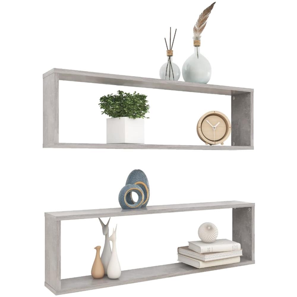 Mensole Parete Cubo 2pz Grigio Cemento 100x15x30 cm Multistrato - Foto 3