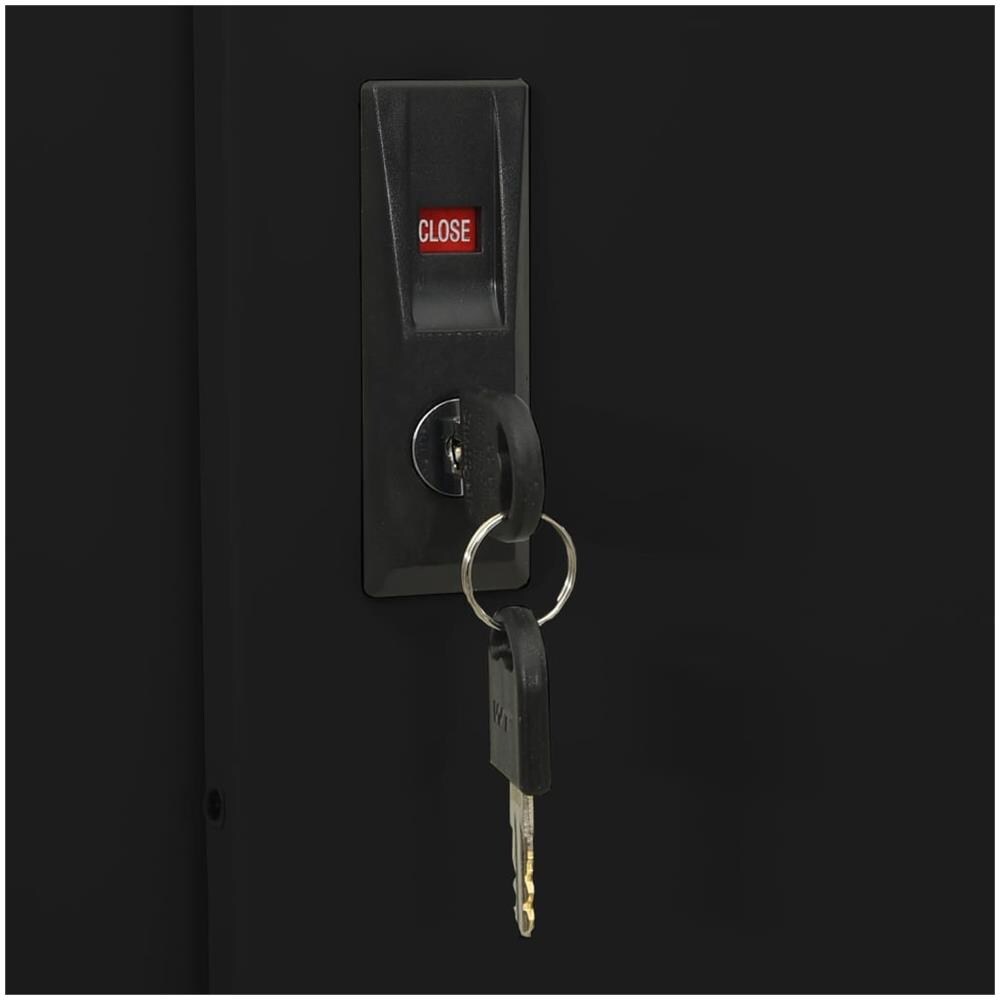 Armadio Ufficio Anta Scorrevole Antracite 90x40x180 Cm Acciaio - Foto 2
