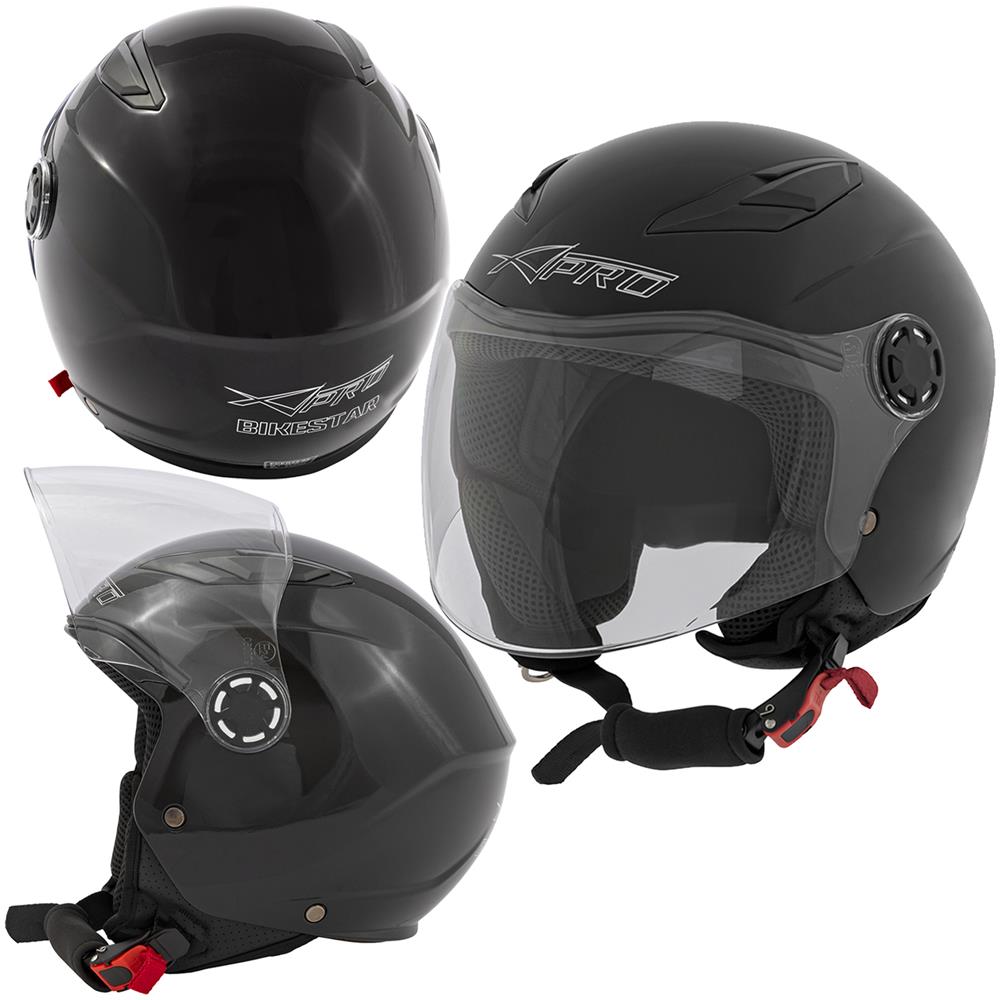Casco Scooter Moto Bambino Ragazzo Protettivo Certificato Ece 22-05 Nero L - Foto 1