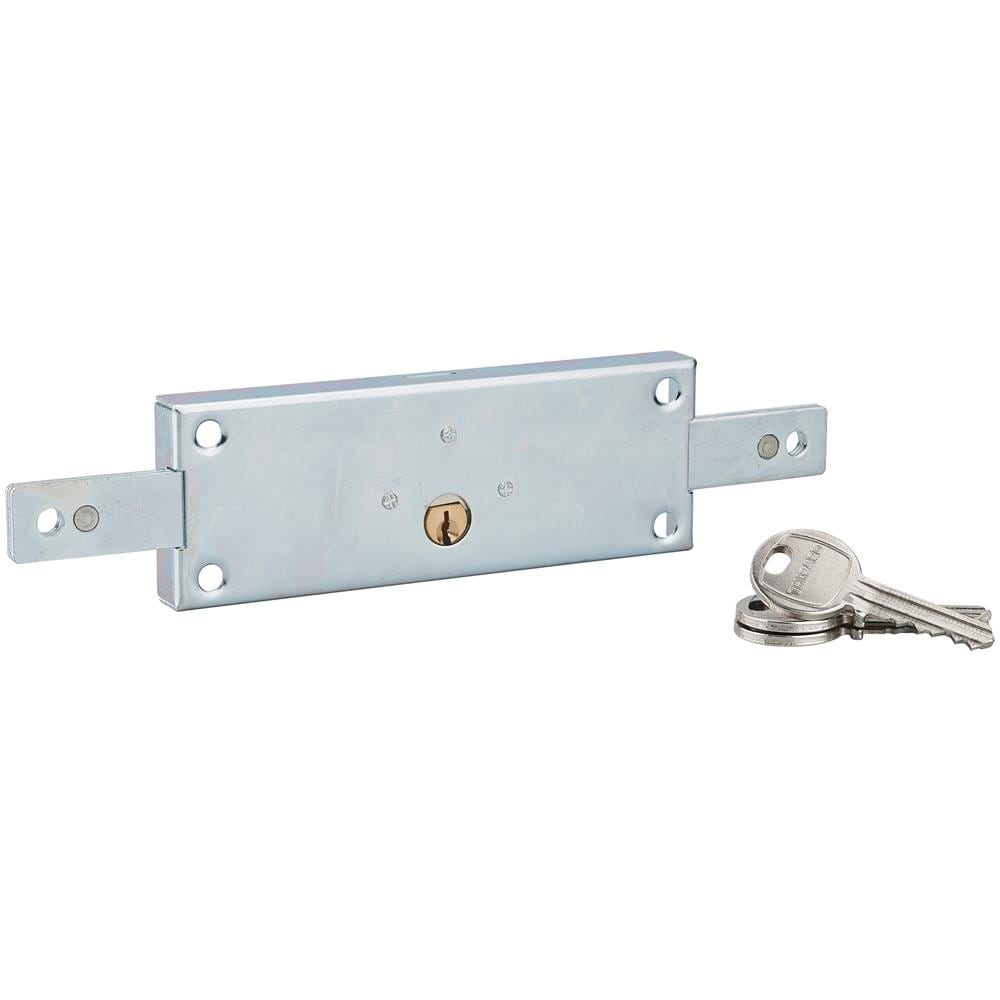 Serratura Orizzontale Per Saracinesca In Metallo, 2 Catenacci Laterali, 157x55mm, Zincato, 3 Chiavi - - Foto 1