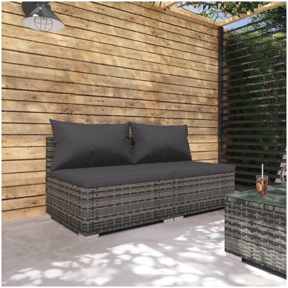 Set Divani Da Giardino Con Cuscini 2 Pz In Polyrattan Grigio - Foto 1