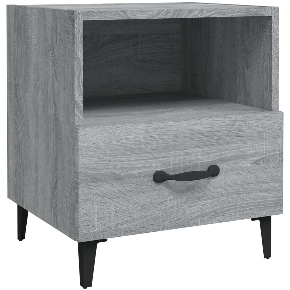 Comodino Grigio Sonoma In Legno Multistrato - Foto 1