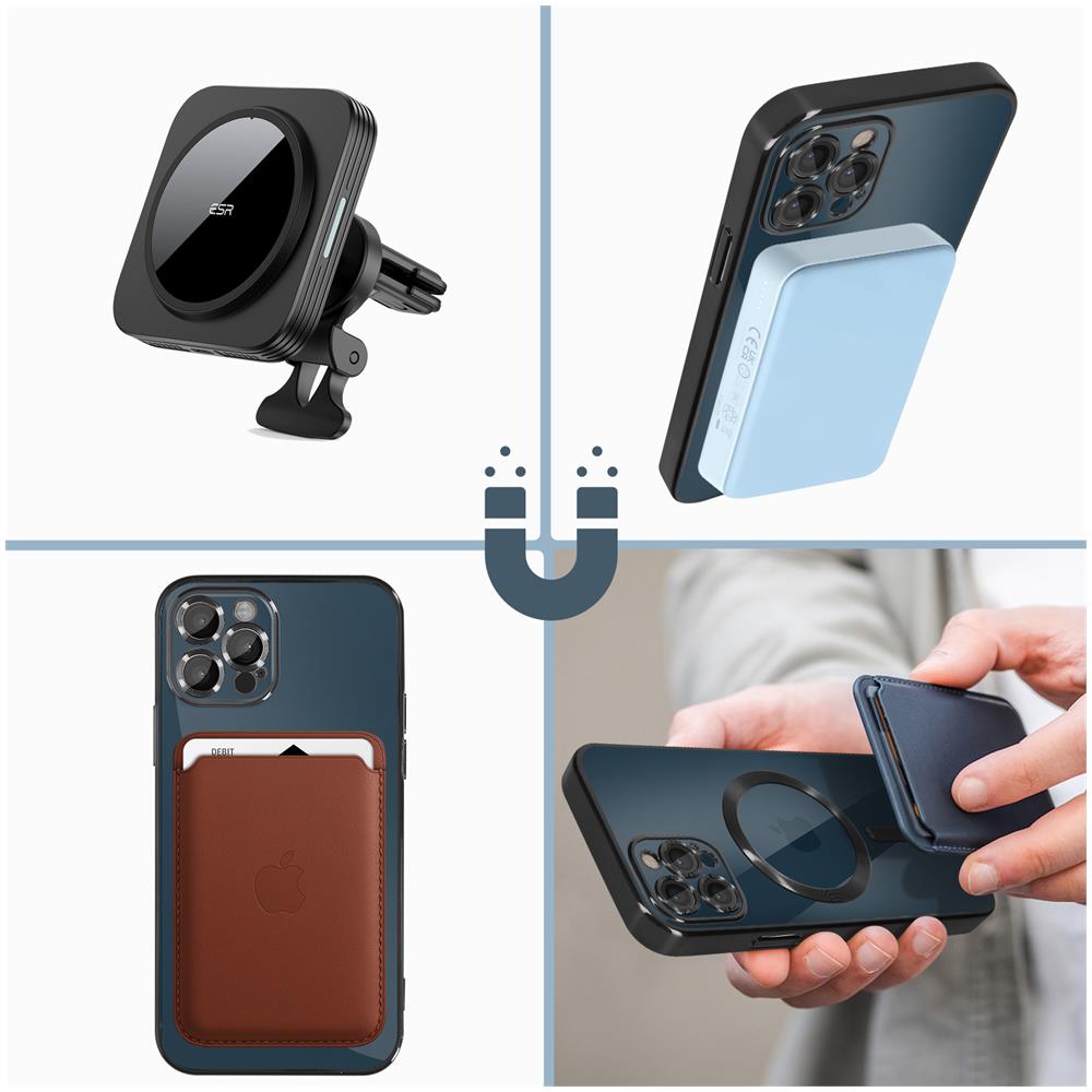 Cover Magsafe Per Iphone 12 Pro Silicone Protezione Camera Bordo Cromato Nero - Foto 2