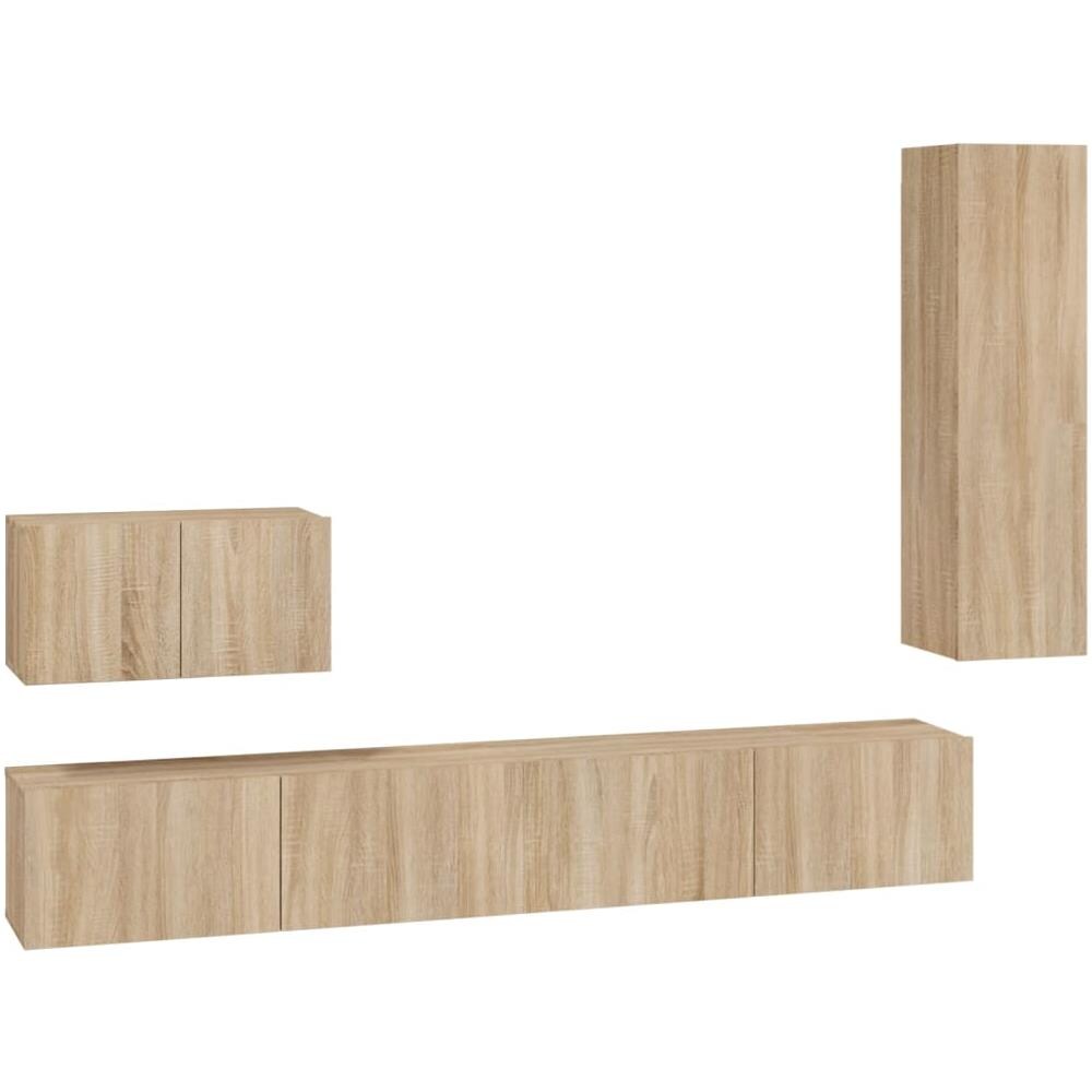 Set Di Mobili Porta Tv 4 Pz Rovere Sonoma In Legno Multistrato - Foto 2