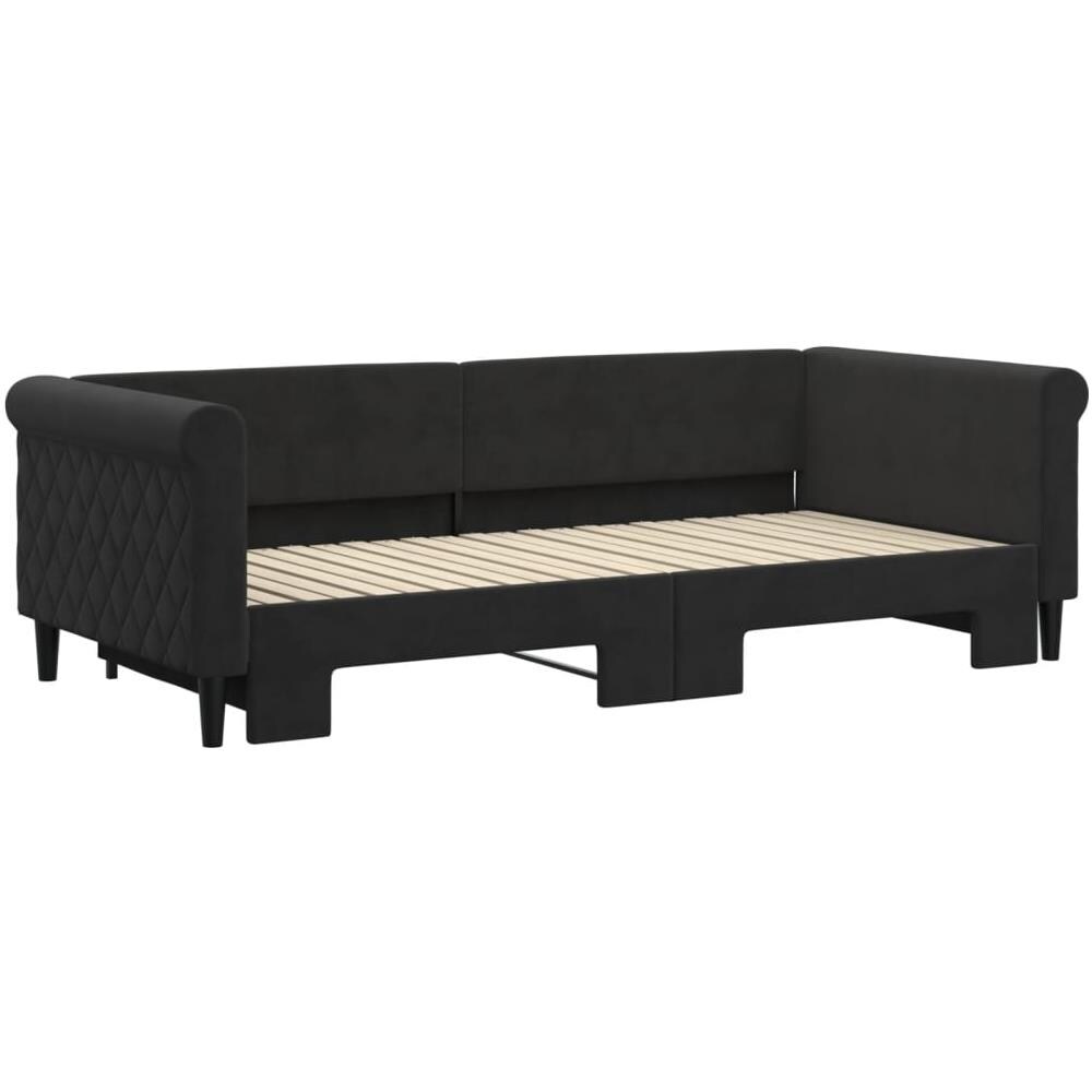 Divano Letto Con Letto Estraibile Nero 90x200 Cm In Velluto - Foto 3