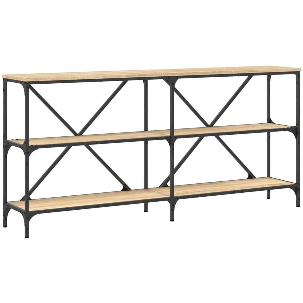 Tavolo Consolle Rovere Sonoma 160x30x75 Cm Multistrato E Ferro - Foto 2