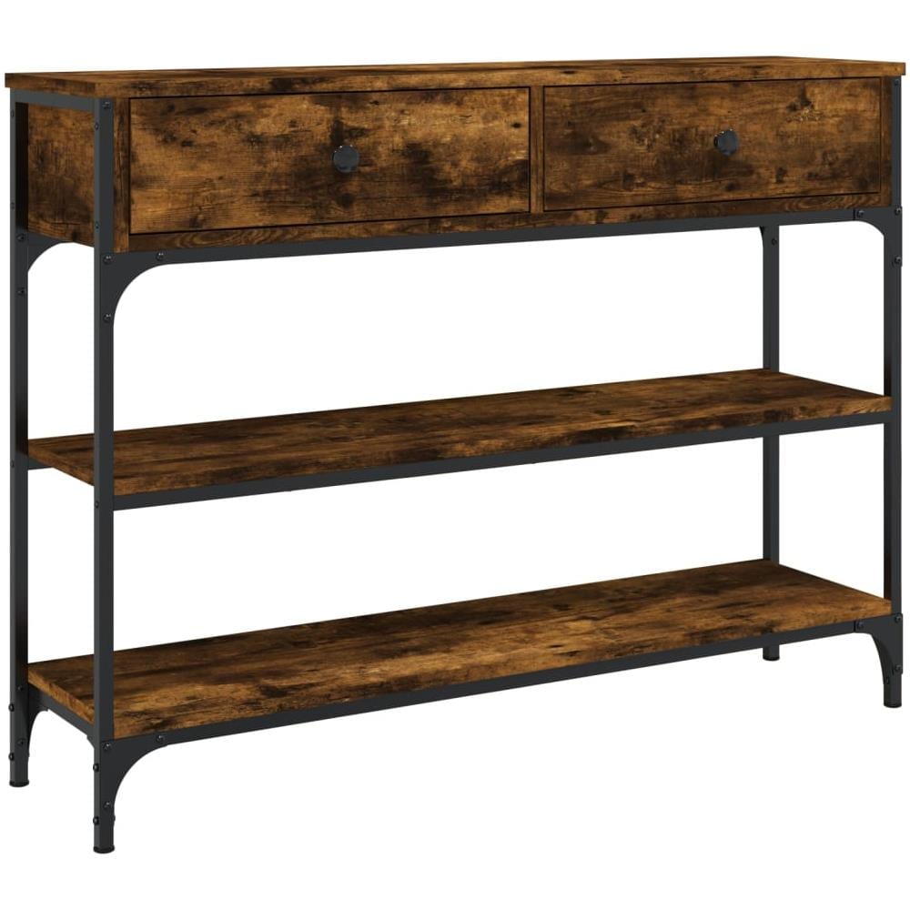 Tavolino Consolle Rovere Fumo 100x25x75 Cm Legno Multistrato - Foto 2