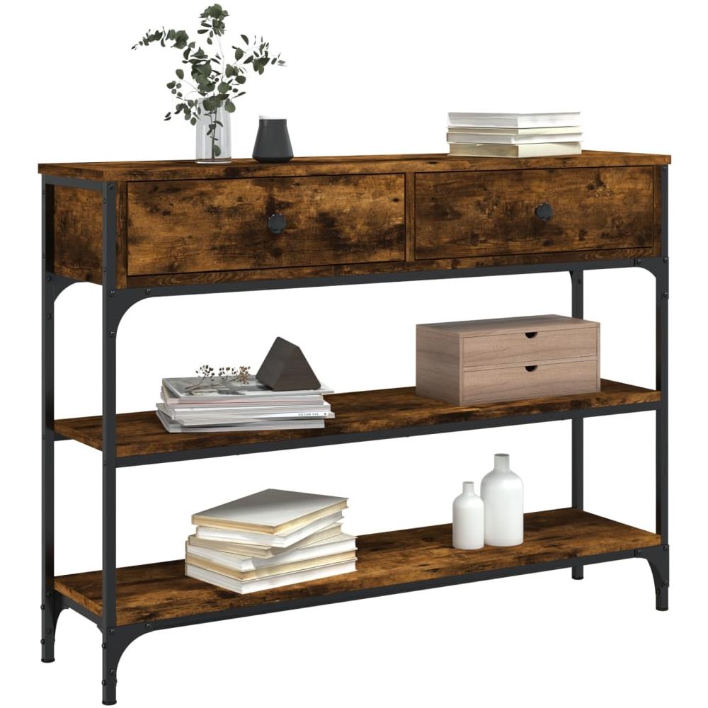 Tavolino Consolle Rovere Fumo 100x25x75 Cm Legno Multistrato - Foto 3