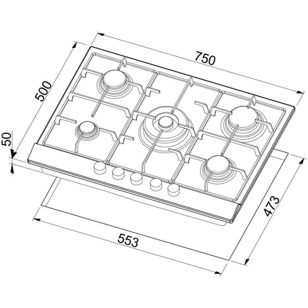 Piano Cottura PGSS75351CB a Gas 5 Zone Cottura da 75 cm Colore Avena - Foto 2